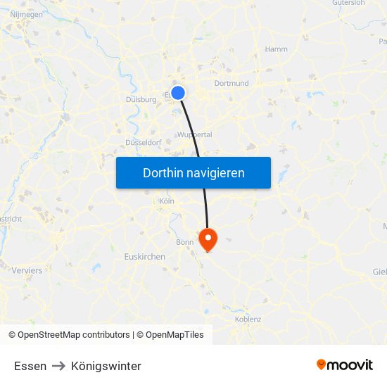 Essen to Königswinter map