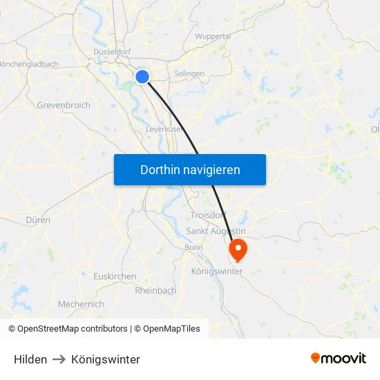 Hilden to Königswinter map