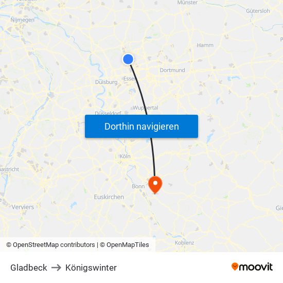 Gladbeck to Königswinter map