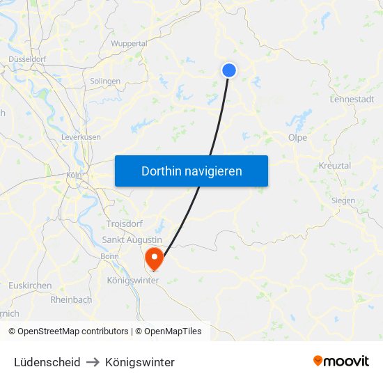 Lüdenscheid to Königswinter map