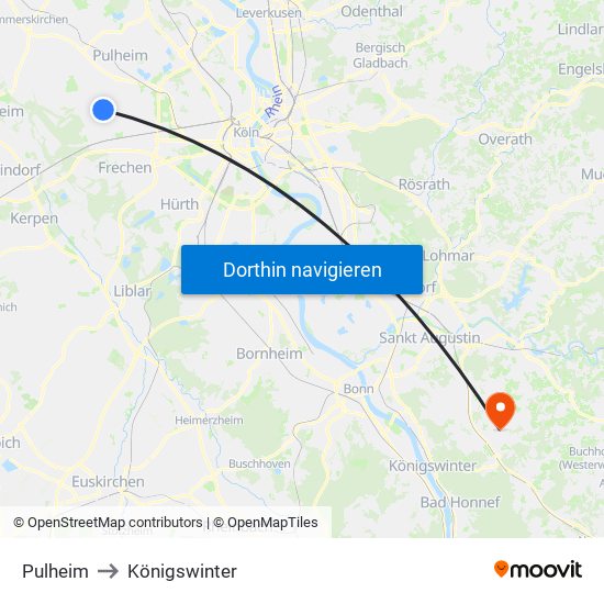 Pulheim to Königswinter map