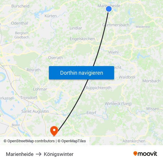 Marienheide to Königswinter map