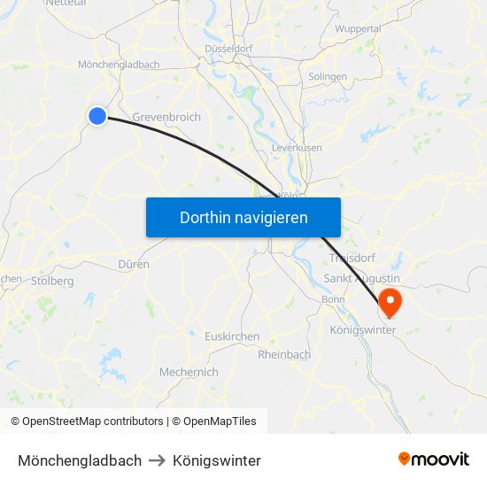 Mönchengladbach to Königswinter map