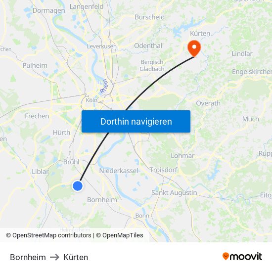 Bornheim to Kürten map