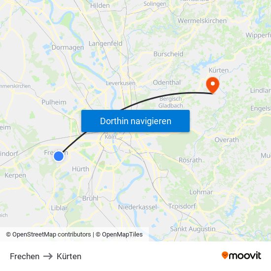 Frechen to Kürten map