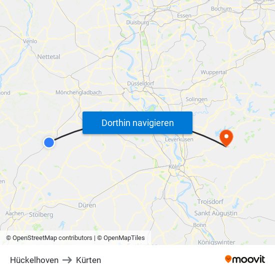 Hückelhoven to Kürten map