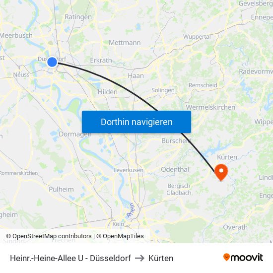 Heinr.-Heine-Allee U - Düsseldorf to Kürten map