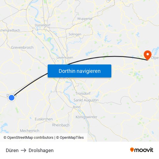 Düren to Drolshagen map