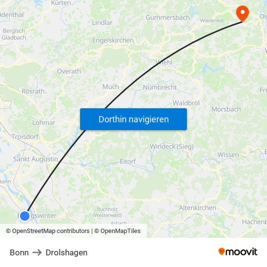 Bonn to Drolshagen map