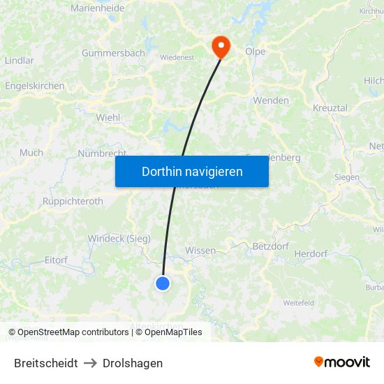 Breitscheidt to Drolshagen map