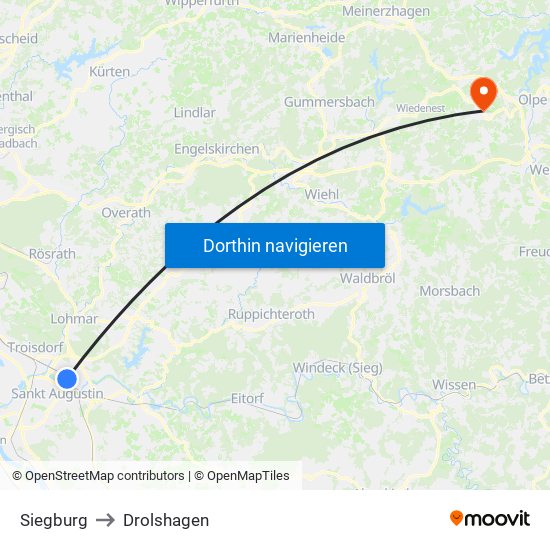 Siegburg to Drolshagen map