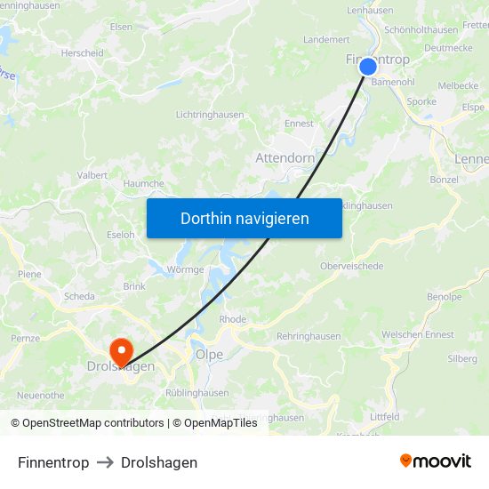 Finnentrop to Drolshagen map