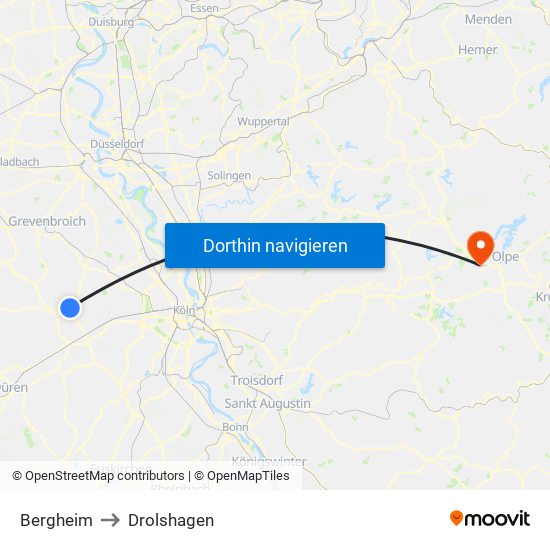 Bergheim to Drolshagen map