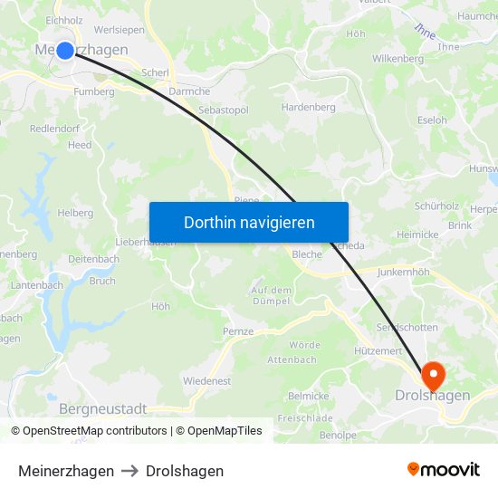 Meinerzhagen to Drolshagen map