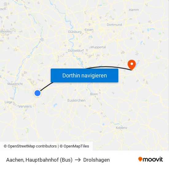 Aachen, Hauptbahnhof (Bus) to Drolshagen map