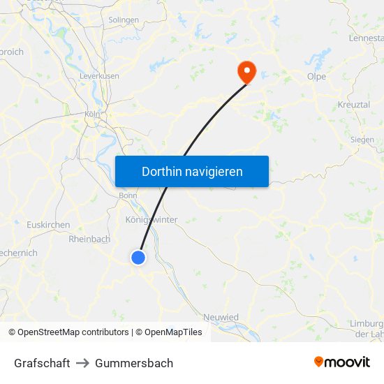 Grafschaft to Gummersbach map