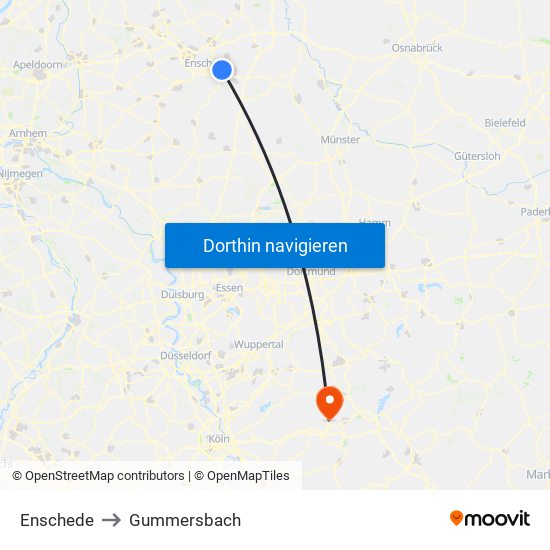 Enschede to Gummersbach map