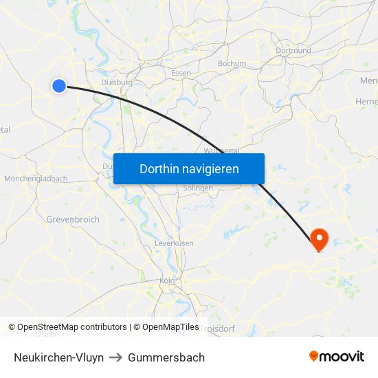 Neukirchen-Vluyn to Gummersbach map