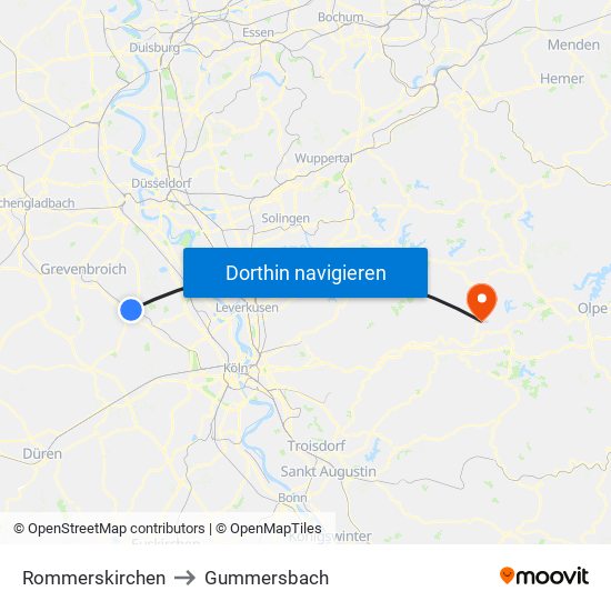 Rommerskirchen to Gummersbach map