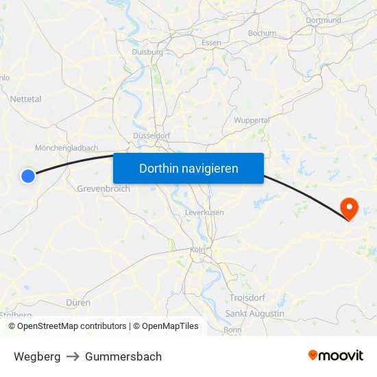 Wegberg to Gummersbach map