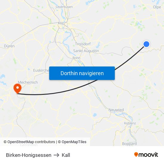 Birken-Honigsessen to Kall map