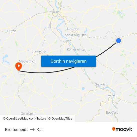 Breitscheidt to Kall map