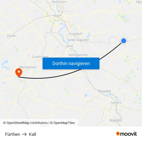 Fürthen to Kall map