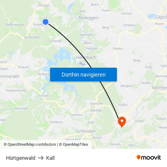 Hürtgenwald to Kall map