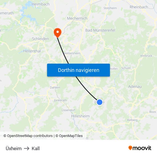 Üxheim to Kall map