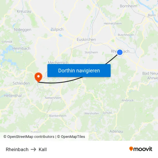 Rheinbach to Kall map