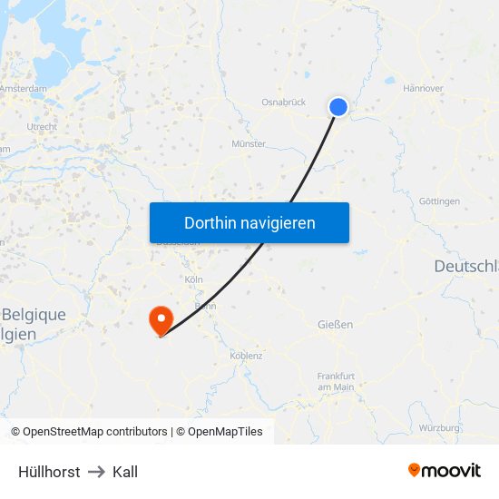 Hüllhorst to Kall map