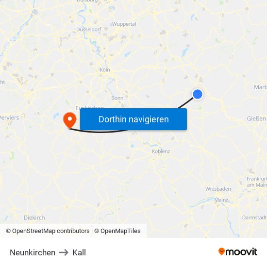 Neunkirchen to Kall map