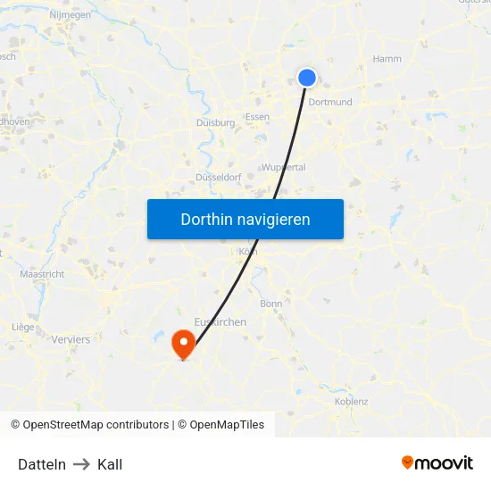 Datteln to Kall map