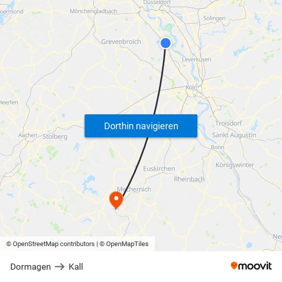 Dormagen to Kall map