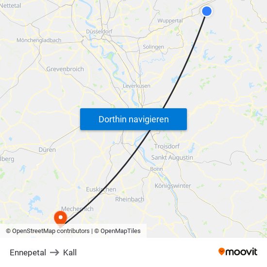 Ennepetal to Kall map