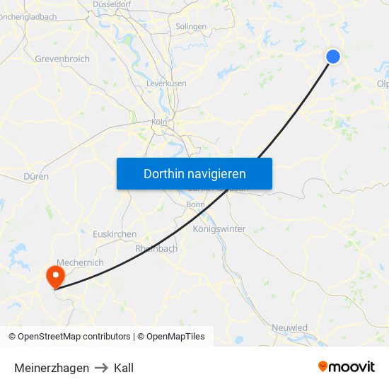 Meinerzhagen to Kall map