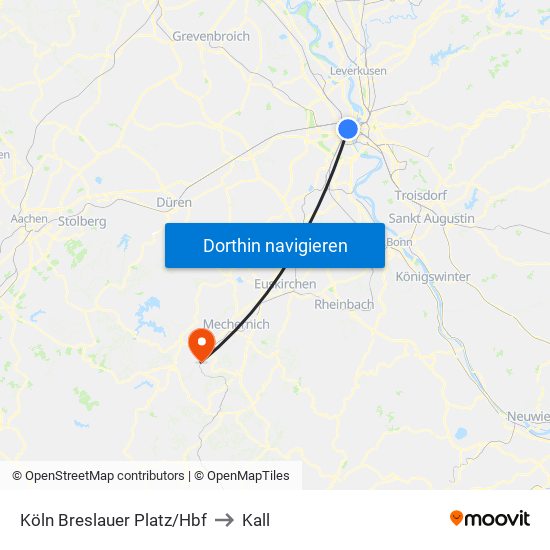 Köln Breslauer Platz/Hbf to Kall map