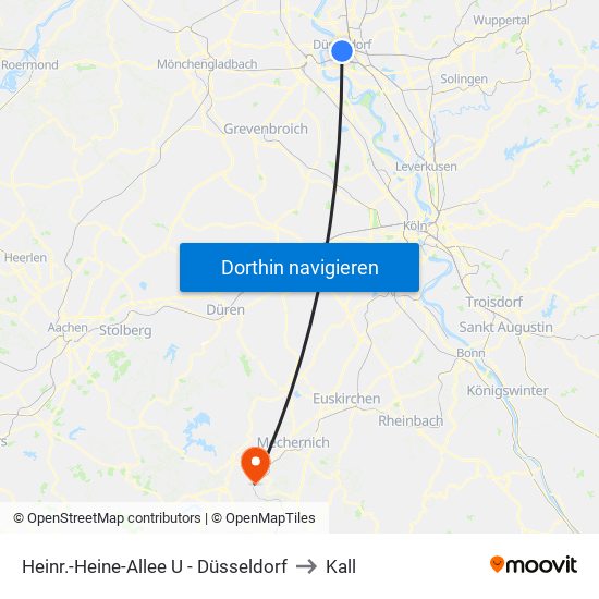 Heinr.-Heine-Allee U - Düsseldorf to Kall map