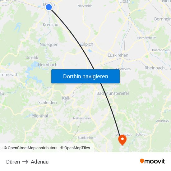 Düren to Adenau map