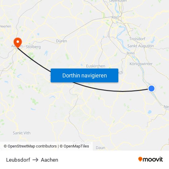 Leubsdorf to Aachen map