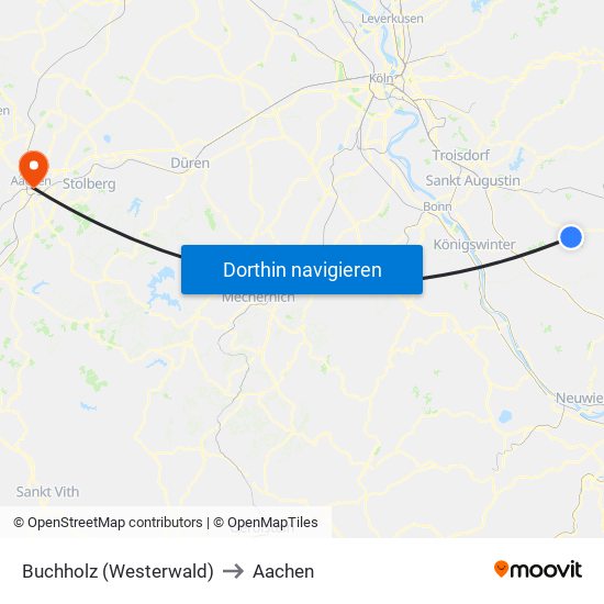 Buchholz (Westerwald) to Aachen map