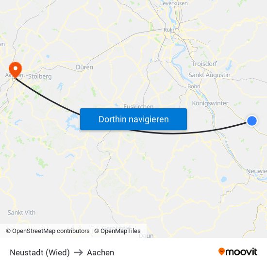 Neustadt (Wied) to Aachen map