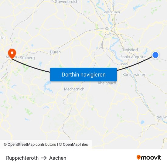 Ruppichteroth to Aachen map