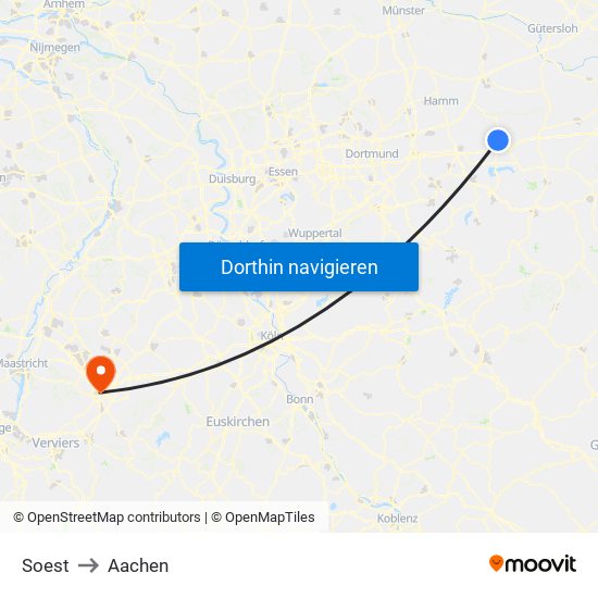 Soest to Aachen map