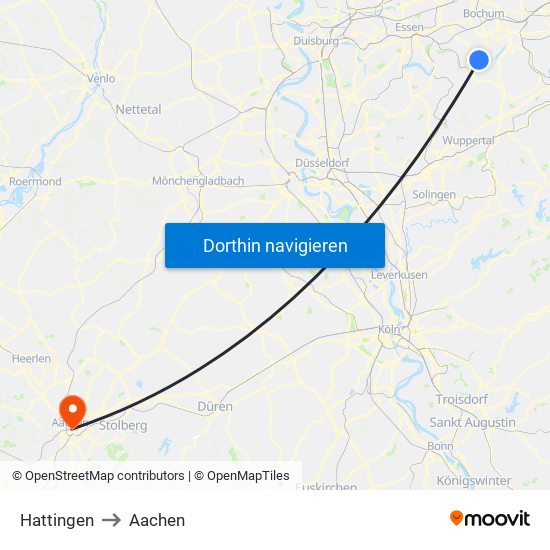 Hattingen to Aachen map