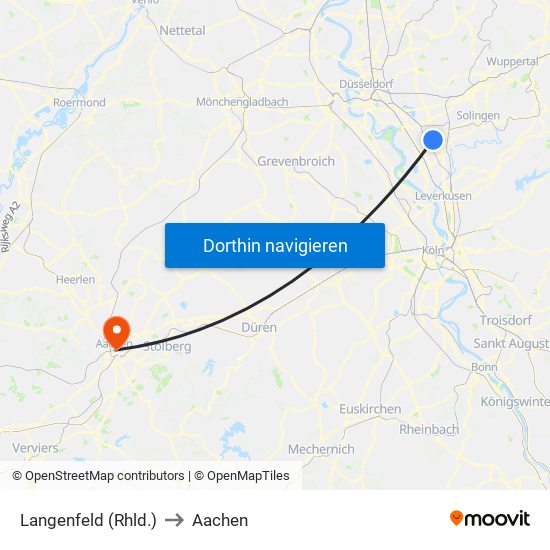 Langenfeld (Rhld.) to Aachen map