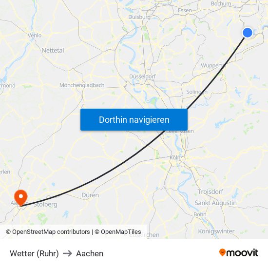 Wetter (Ruhr) to Aachen map