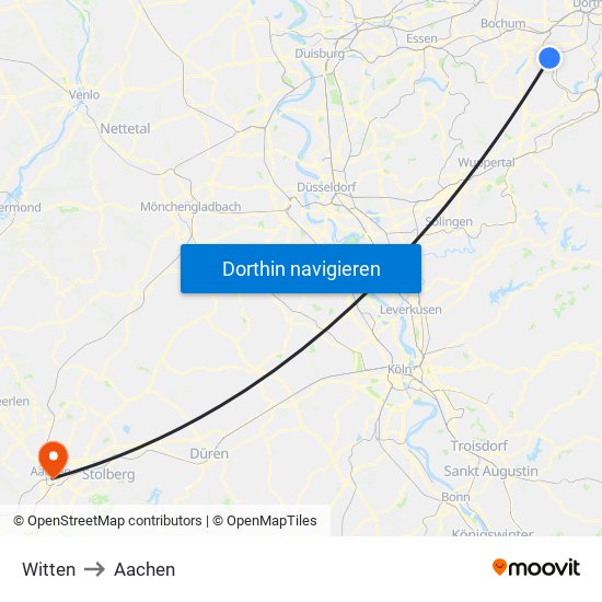 Witten to Aachen map