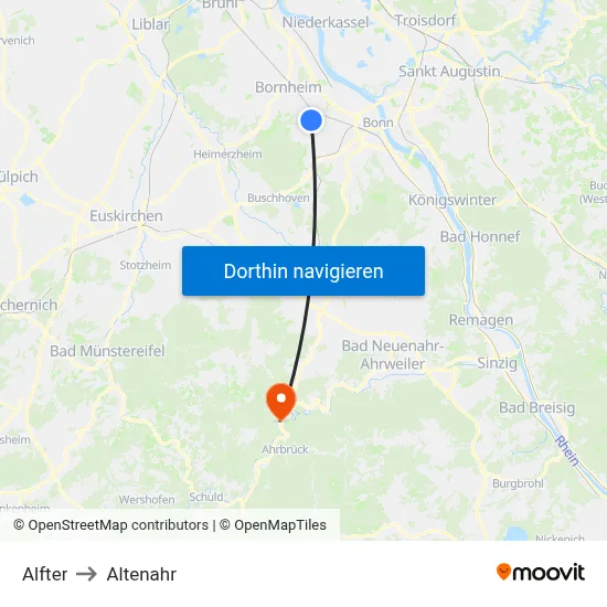 Alfter to Altenahr map