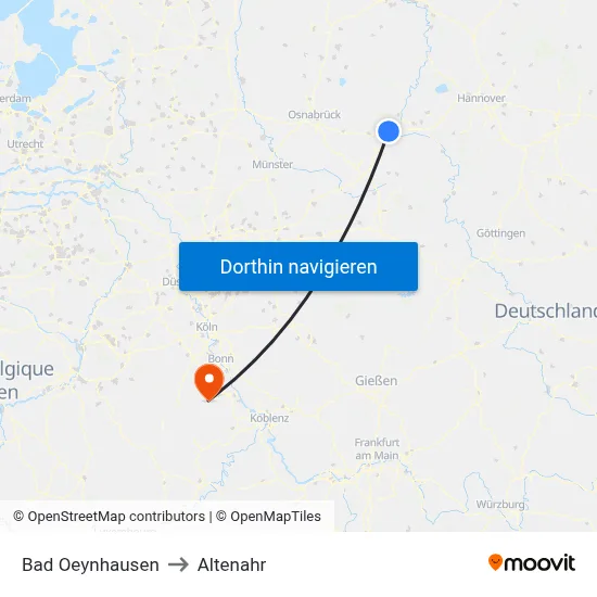 Bad Oeynhausen to Altenahr map